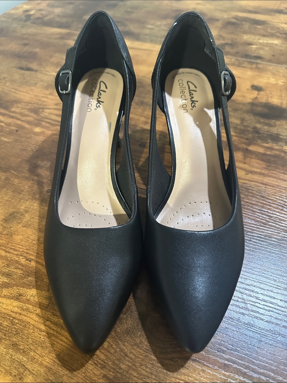 Clarks Black Pointed Slingback Pumps